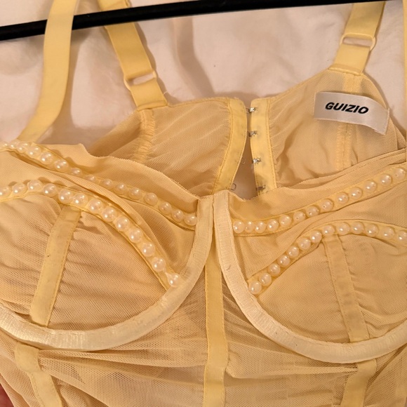 DANIELLE GUIZIO PEARL ZITA MESH CORSET TOP - Picture 2 of 6